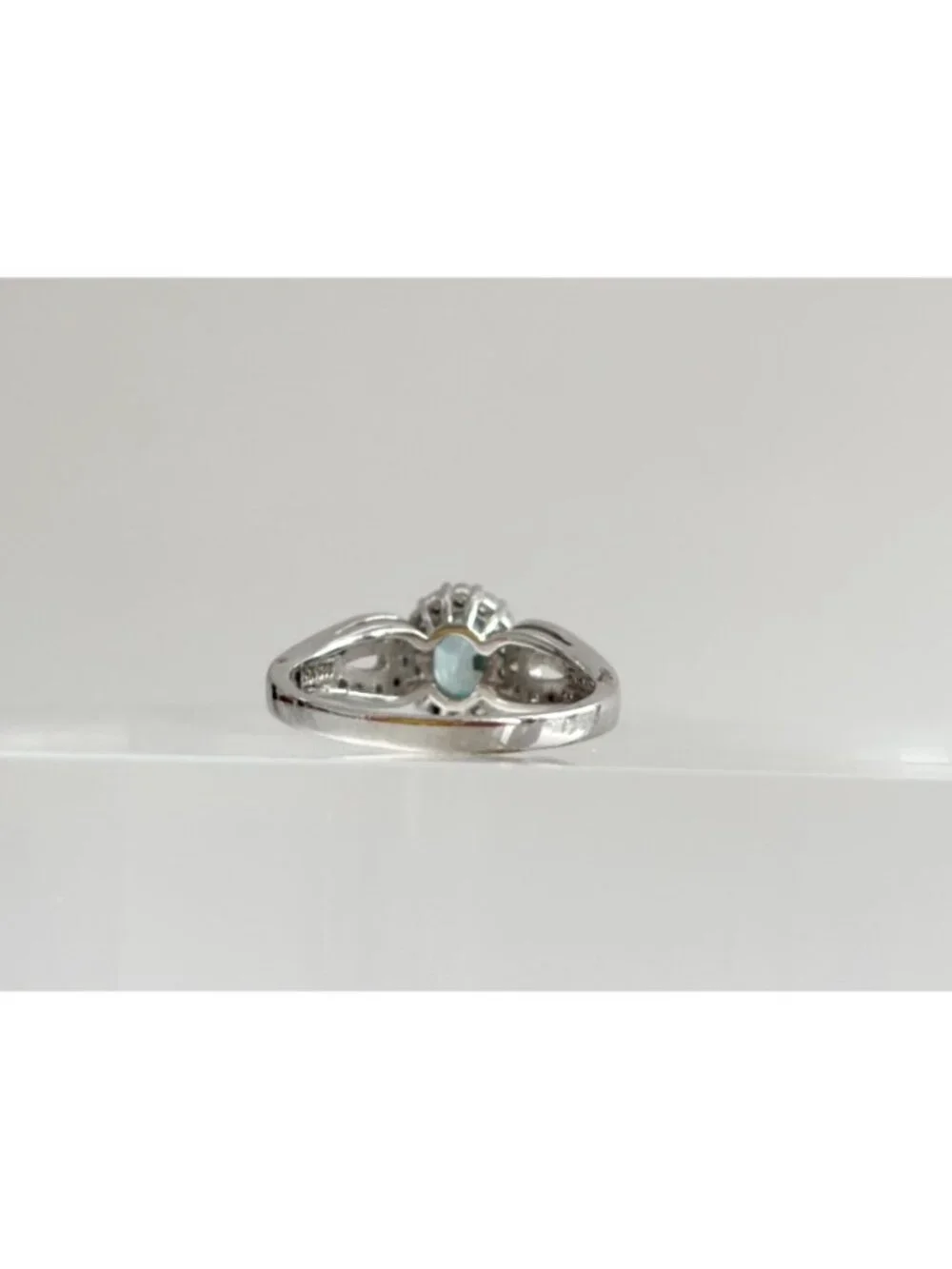 Blue Topaz Halo Style Multi Gemstone Sterling Silver 925 Vintage Ring - sz 8
